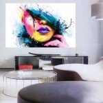 Tableau peinture à huile toile fille portrait painting abstraite moderne art décoration murale 90x 60cm ... Tableau peinture à huile toile fille portrait painting abstraite moderne art décoration murale 90x 60cm ...