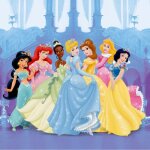Tableau plastique - disney - princesse disney - 19x19cm - bleu