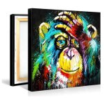 Tableau singes pop art toile cadre singes deco moderne cool animal toile art pour salon d�coration (avec ...