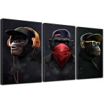 Tableau singe sages singes pop art toile moderne cool animal toile art pour salon dcoration 3 pices ...