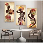 Tableaux sur toile femme noire africaine toile peinture ethnique art affiche pour salon dcoration 30x60cmx3 ...