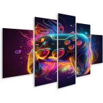 Tableau sur toile n�on lumineux manette de jeu gamer chambre ado chambre enfant affiche poster murale ...
