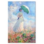 Tableau sur toile reproduction de la peinture de c. monet - femme avec un parapluie tourne vers la droite ...