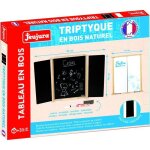Tableau triptyque mural en bois naturel - jeujura - ardoise centrale et volets craie / feutre accessoires ...