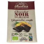 Tablette de chocolat noir 70% de cacao au gingembre confit 100gr