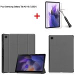 Housse tablette - samsung - galaxy tab a8 10. 5 - pu cuir - gris fonc� - film de protection