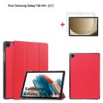 Tablette - samsung - galaxy tab a9 plus - housse pu cuir - film de protection - rouge