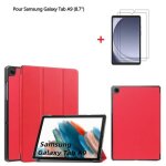 Tablette - samsung - galaxy tab a9 - housse pu cuir - film de protection - rouge