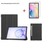 Tablette coque samsung galaxy tab s6 10. 5 noir housse pu cuir avec film de protection dcran film tremp ...