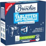 Tablettes pour lave - vaisselle - aux cristaux de soude - anti - traces - 30 tablettes - briochin