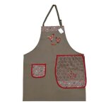 Tablier brod� coq et poule beige avec essuie main int�gr�