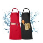 Tablier de cuisine - marque - 2 pices - rouge et noir - serre - nuque ajustable - impermable