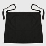 Tablier de cuisine court noir - polyester + coton - 2 poches - contemporain design