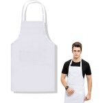 Tablier de cuisine professionnel unisexe blanc r�glable 2 poches imperm�able lavable multi - usages . ...