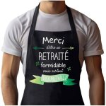 Tablier de cuisine - merci retrait� inoubliable homme - noir - coton r�sistant - impression bretonne