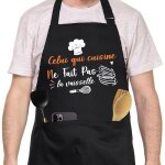 Tablier dr�le personnalis� noir mod�le 3 pour barbecue