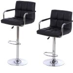 Tabouret de bar lot de 2 avec accoudoirs - simili - cuir - noir - contemporain - design - rglable en ...