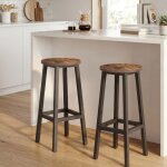 Tabouret de bar lot de 2 cadre m�tallique hauteur 65 cm avec repose - pieds pour cuisine salon salle ...