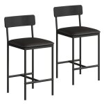 Tabouret de bar lot de 2 chaise de bar avec pieds en m�tal chaise haute de cuisine noir