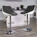 Tabouret de bar lot de 2 en cuir artificiel rglable - noir et blanc