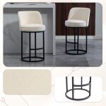 Tabouret de bar lot de 2 haut leinen gris avec pieds m�tal noir - chaise de bar moderne rembourr�e pour ...