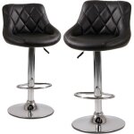 Tabouret de bar lot de 2 pas cher en simili cuir et mtal env. 60 - 82 cm hauteur rglable style contemporain ...
