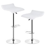 Tabouret de bar lot de 2chaise de bar en similicuir blanc et métal chroméblanc Tabouret de bar lot de 2chaise de bar en similicuir blanc et métal chroméblanc