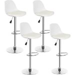Tabourets de bar - marque - lot de 4 chaise haute de bar hauteur r�glable - blanc