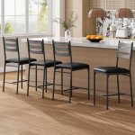 Tabouret de bar lot de 4 chaise de bar avec pieds en m�tal chaise haute de cuisine gris et noir 41x 475 ...