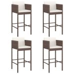 Tabourets de bar - dilwe - lot de 4 - r�sine tress�e marron - dimensions 50x48x100 cm - usage ext�rieur ...