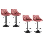 Tabouret de bar lot de 4 tabourets de bar cuill�re avec dessus en velours rose