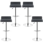 Tabouret de bar lot de 4 design en cuir simili et mtal chromtabourets rglablechaise de tabouret noir ...