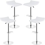 Tabouret de bar lot de 4 design en similicuir blanc et m�tal chrom� chaise de bar � la maison europ�en ...