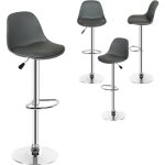 Tabouret de bar lot de 4 - repose - pied et si�ge pivotant hauteur r�glable en m�tal et simili cuir gris ...