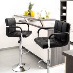 Tabourets de bar avec accoudoirs - hek - lot de 4 - r�glable en hauteur - style moderne