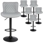Tabouret de bar - agnesg - lot de 6 - gris - mtal - cuir - hauteur rglable