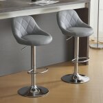 Tabourets de bar - alightup - lot de 2 - pu - hauteur rglable - gris