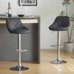 Tabourets de bar - alightup - lot de 2 - pu - hauteur rglable - noir