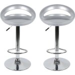 Tabourets de bar argent en abs - lot de 2 - r�glables en hauteur - design contemporain