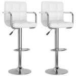 Tabourets de bar - ashata - lot de 2 - blanc - similicuir - hauteur rglable