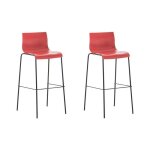 Tabouret de bar - bettant - lot de 2 - design contemporain - m�tal noir - tissu rouge
