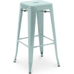 Tabouret de bar - bistrot metalix - 76 cm - acier mat - vert - style industriel r�tro