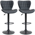 Tabouret de bar - blossom - r�glable en hauteur - cuir noir - lot de 2 - design moderne