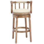 Tabourets de bar en bois en cuir haut de vache chaise de bar pivotante � 360 degr�s avec dos hauteur ...