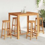 Tabourets de bar en bois dacacia - happiness - lot de 4 - 34x34x76 cm - brun - bois dacacia massif