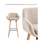 Tabouret de bar en bois massif et repose - pieds - haute chaise cuisine - lot de 2 - beige