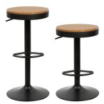Tabouret de bar en bois rglable en hauteur et pivotant - homewell - lot de 2 - style contemporain - ...