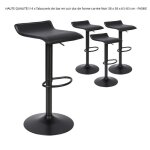 Tabourets de bar carr�s en cuir noir - fasike - lot de 4 - r�glables en hauteur