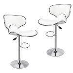 Tabourets de bar chaise haute design r�glable avec dossier rev�tement synth�tique - lot de 4 - blanc ...