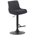 Tabouret de bar club en tissu noir pivotant 360� r�glable 90?110 cm pieds m�tal chrom�